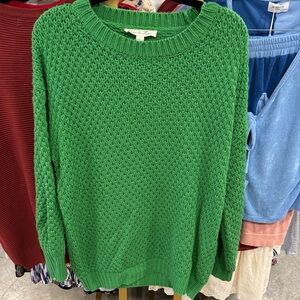 Vine & Love Bright Green Textured Crewneck Sweater